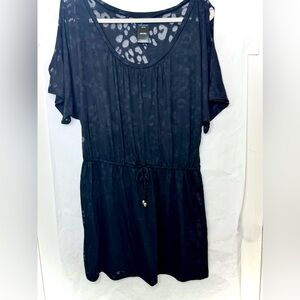 Black Sheer Leopard  Print Bathing Suit Cover Up From Catalina